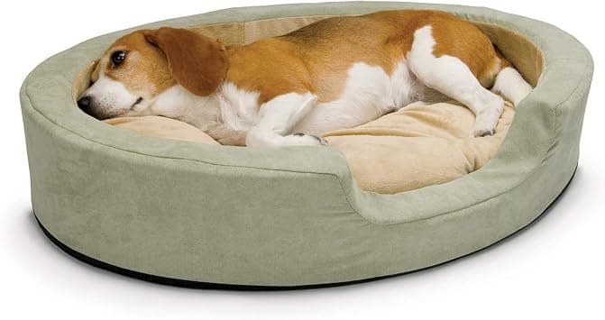K&H Thermo-Snuggly Sleeper Heated Dog Bed, Medium, Sage/Tan product photo
