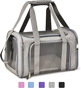 Henkelion Soft-Sided Collapsible Pet Carrier for Cats and Dogs up to 15 lb, Grey product photo
